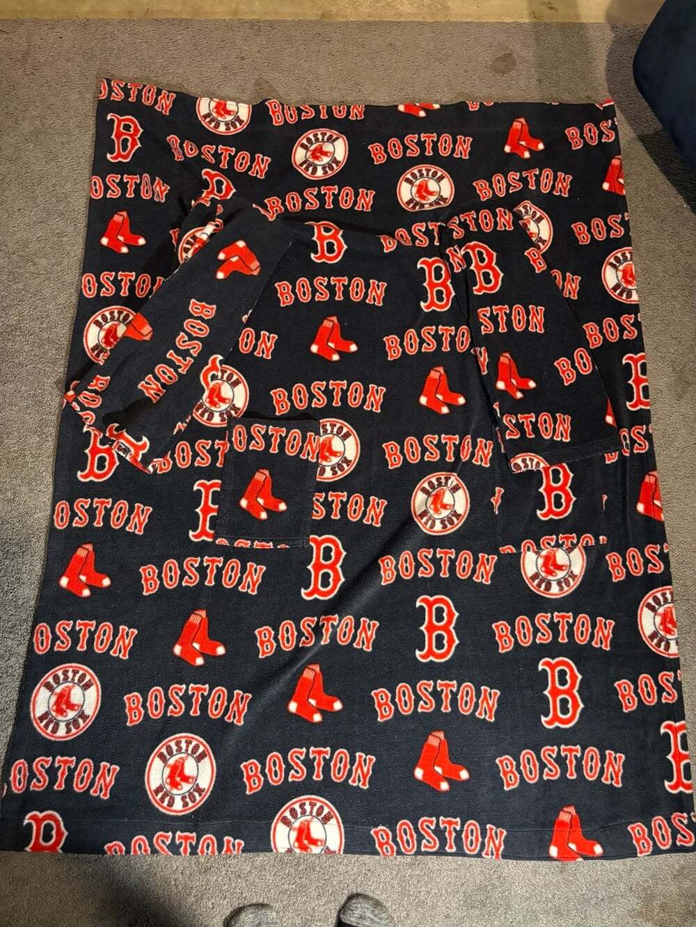 MLB Boston Red Sox All Over Print Fleece Snuggie Wearable Blanket with Sleeves